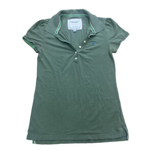 American Eagle Y2k Polo Baby T Shirt Women's Size Medium Green Preppy Fitted